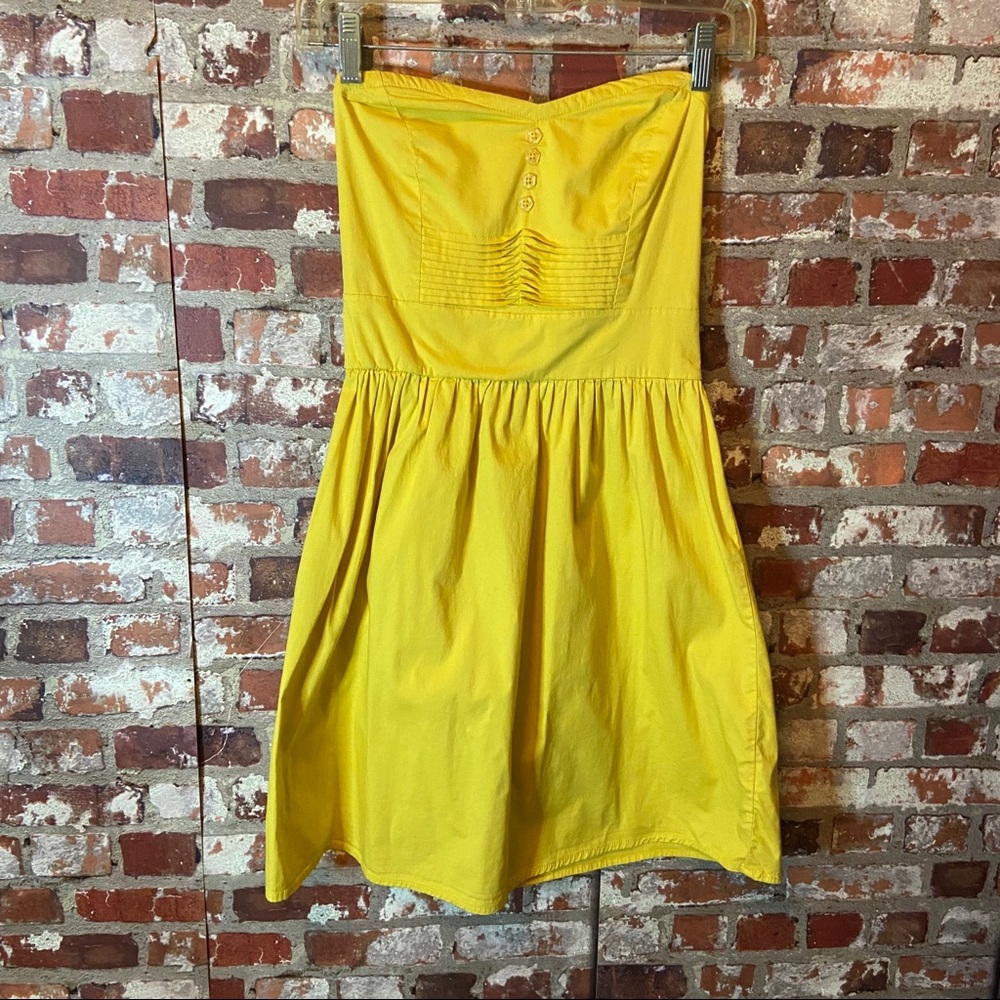 [Bebop]S Strapless Yellow Pin Up Style Sun Dress - Picture 6 of 8